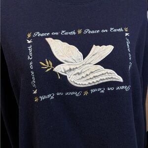 Navy Sweatshirt with Dove Embroidery